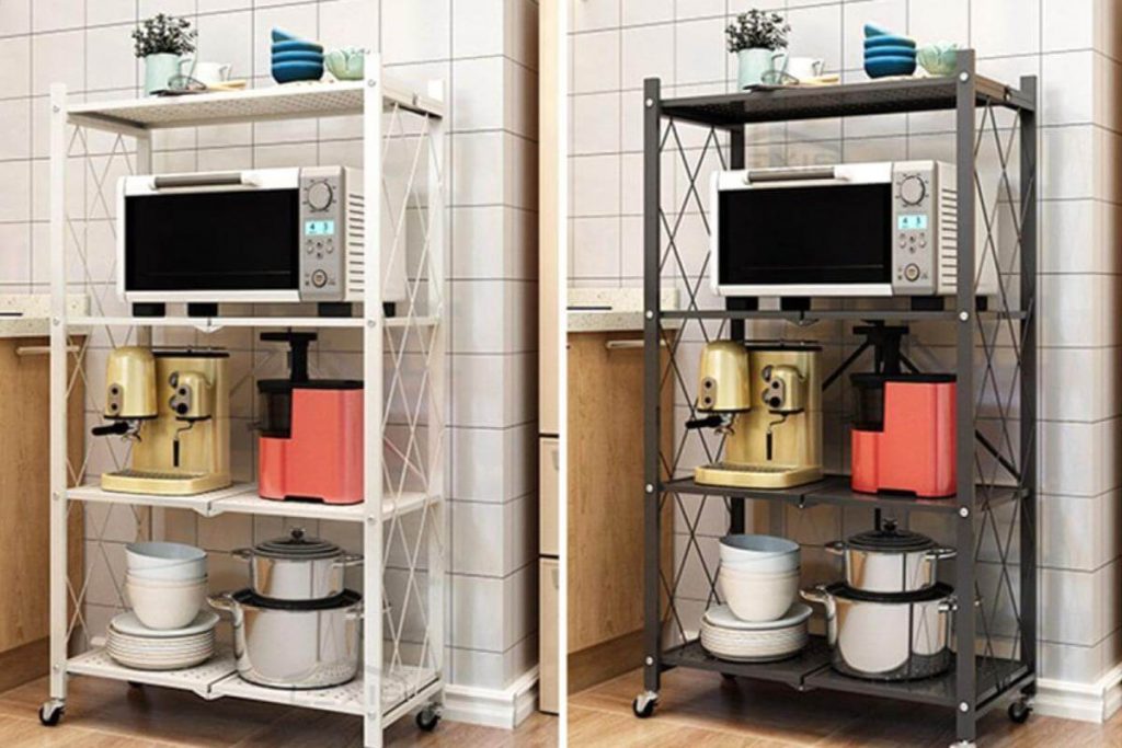 The Furnitures Foldable Trolley Kitchen Rack