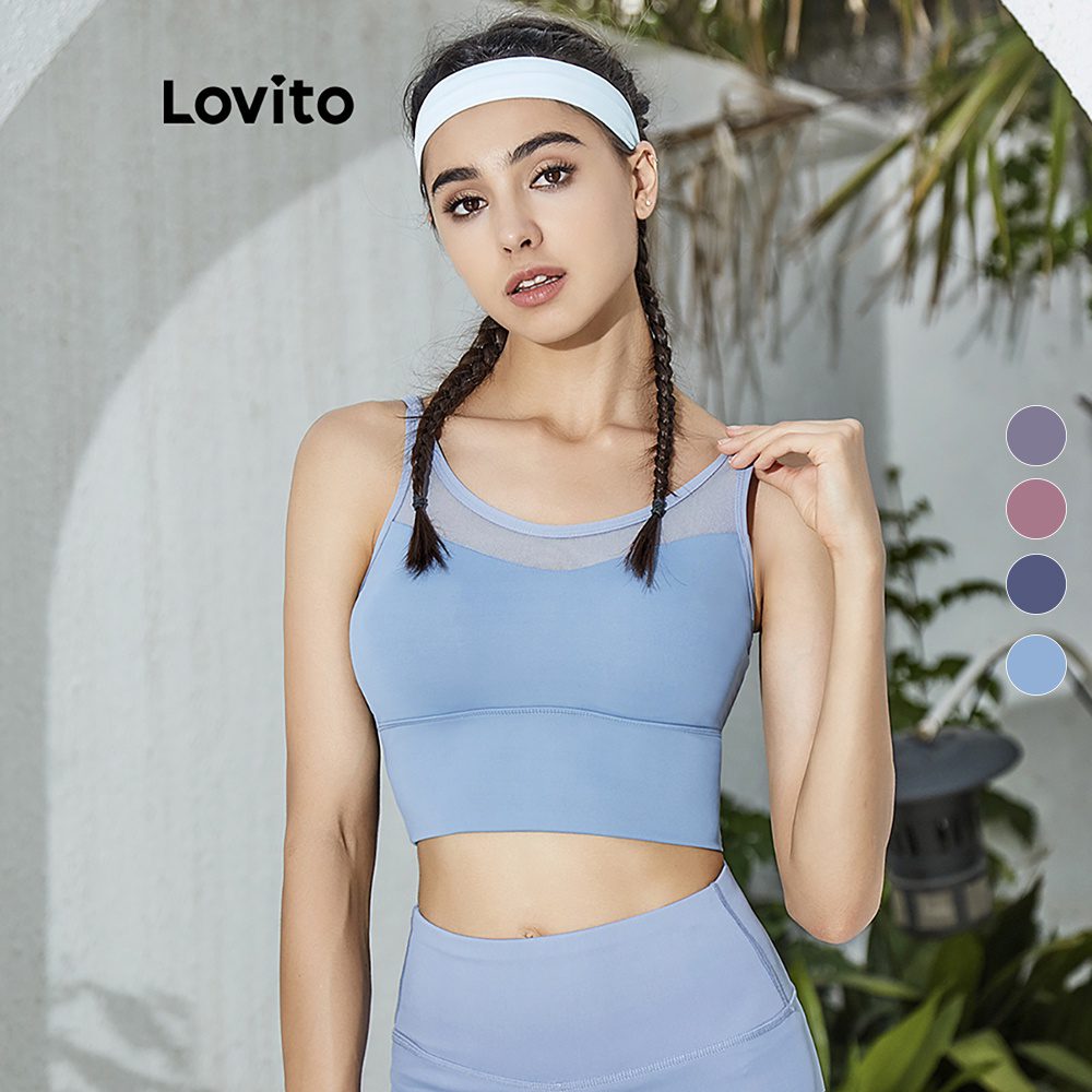 Lovito-Summer-Sports-Shockproof-Yoga-Bra-L